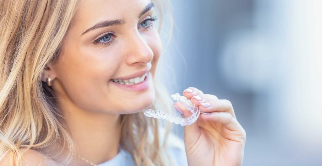 woman with clear braces